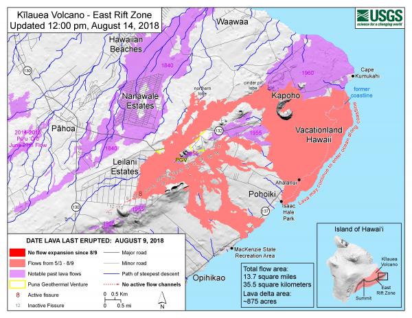 2018 Kilauea Hawaii Volcano Eruption - USGS Photo map of the rift zone flows