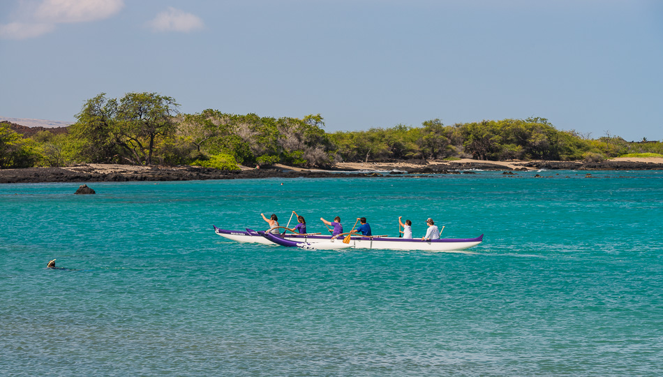 Waikoloa Canoe Club Practicing at Anaehoomalu Bay
