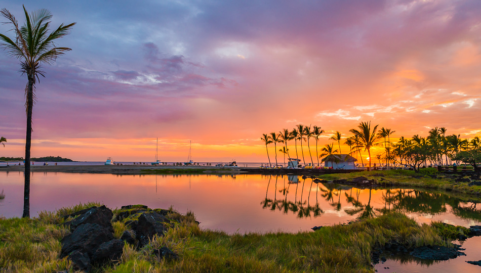Beautiful Sunset over Anaehoomalu Bay Beach