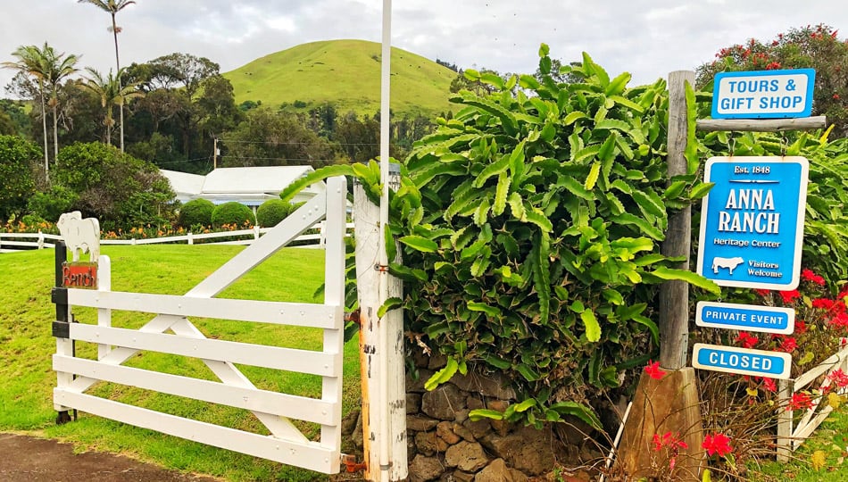 The Sign and Gate at the Historic Anna Ranch in Waimea Hawaii