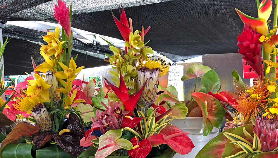 Kona Farmers Market Flower arrangements