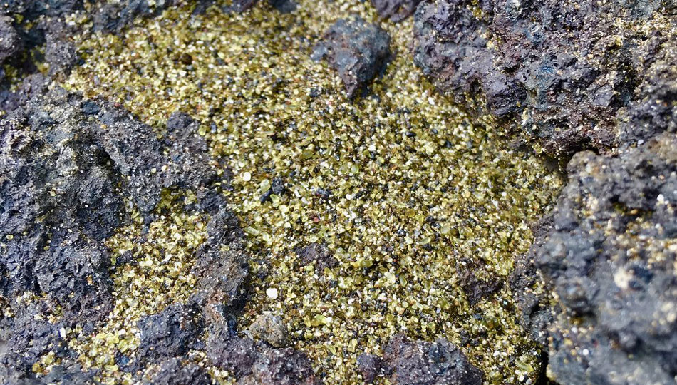 Olivine Green Sand on Papakolea Beach in Hawaii
