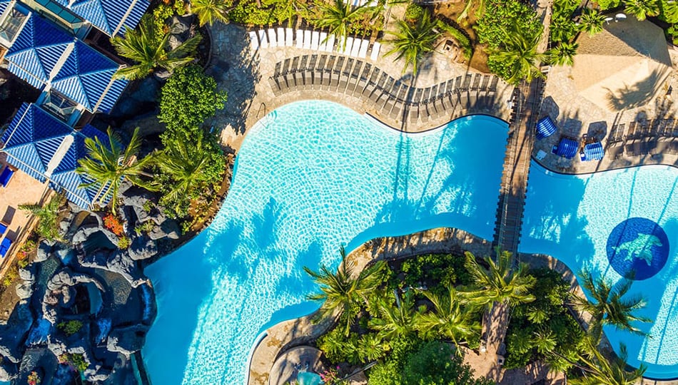 One of three Swimming Pools at the Hilton Resort on the Big Island of Hawaii