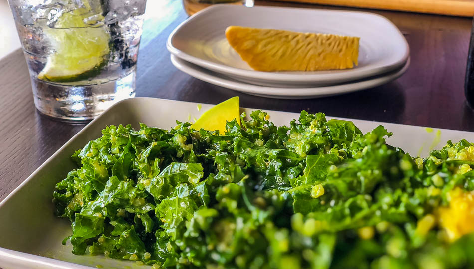 Kale Salad and Ulu fries at Hula Hulas Restaurant
