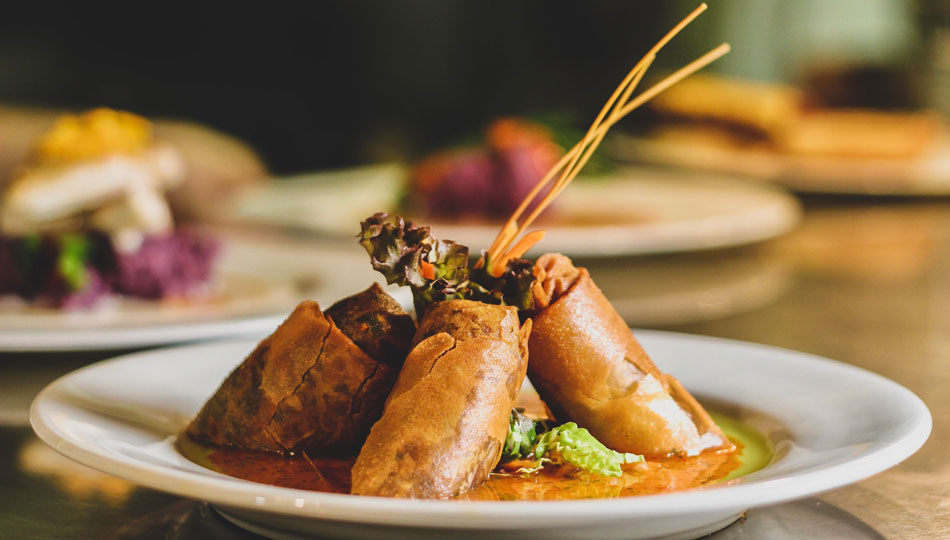 Jackie Rey's kalua spring rolls