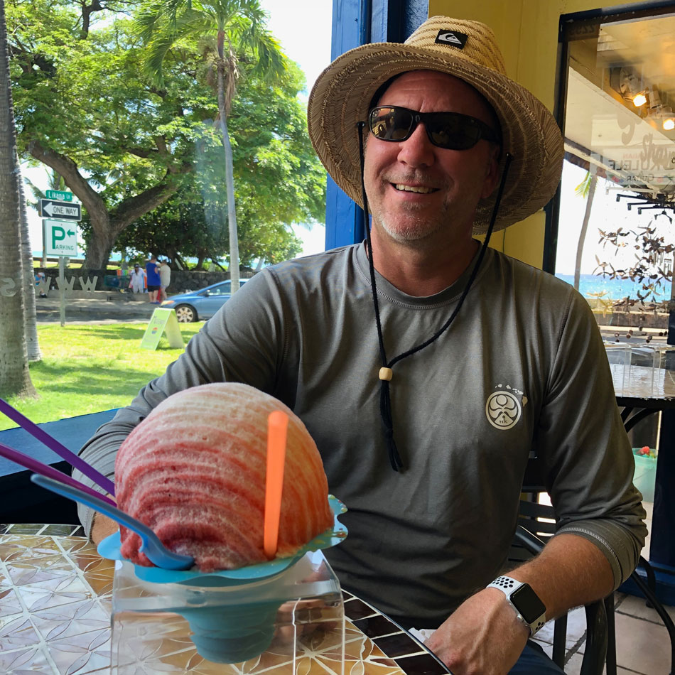 Jim with a Huge Scandinavian Shave Ice