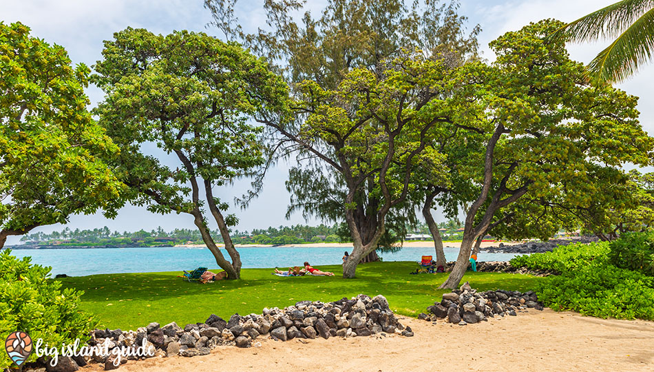 Grassy area next to Kikaua Beach