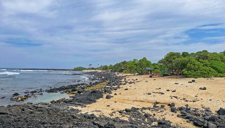 Kohanaiki Beach Park Rocky Shoreline with Beach Camping Spots