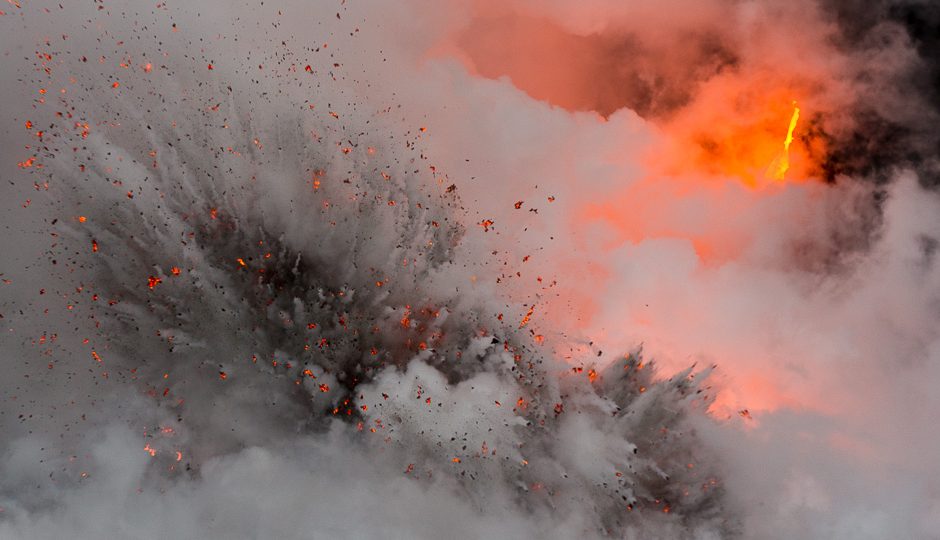 Lava Flow Explosion Into Ocean