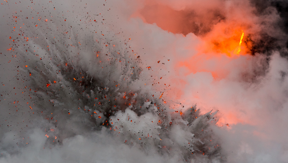 Lava Flow Explosion from a lava boat tour