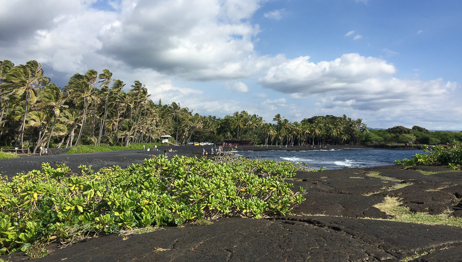 View of Punaluu Black Sand Beach