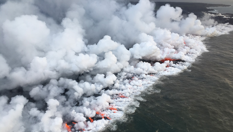 2018 Kilauea Hawaii Volcano Eruption - USGS Photo of lava entering ocean